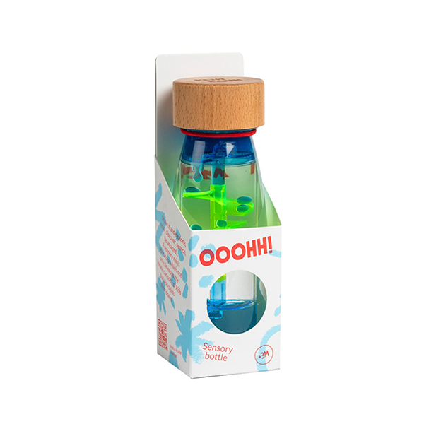 Botella sensorial movimiento espiral azul
