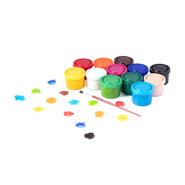 Témpera 12 botes 35 ml color. surt. + pincel