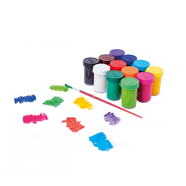 Témpera 12 botes 15 ml colores surtidos